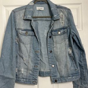 Distressed jean jacket - size large